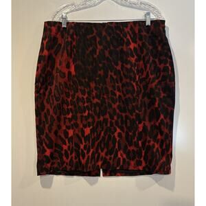 Lane Bryant Red and Black Leopard Print Mini Skirt